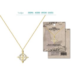 Colgante Nudo Bruja Acero y cadena Dorado- Coleccion Nudo de Bruja